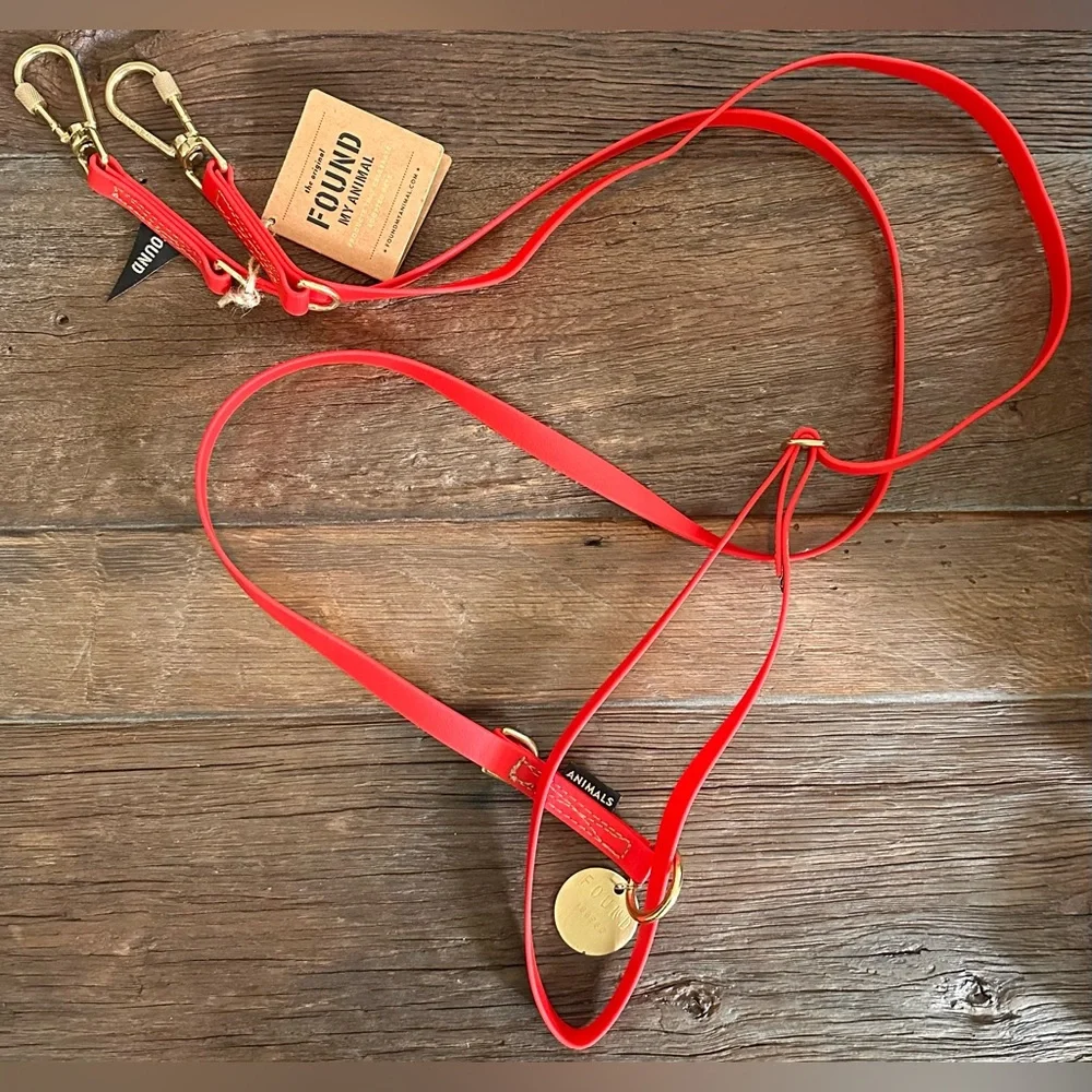 NWT FOUND MY ANIMAL WATER RESISTANT ADJUSTABLE 7FT LEASH - RED - MADE IN NY, USA